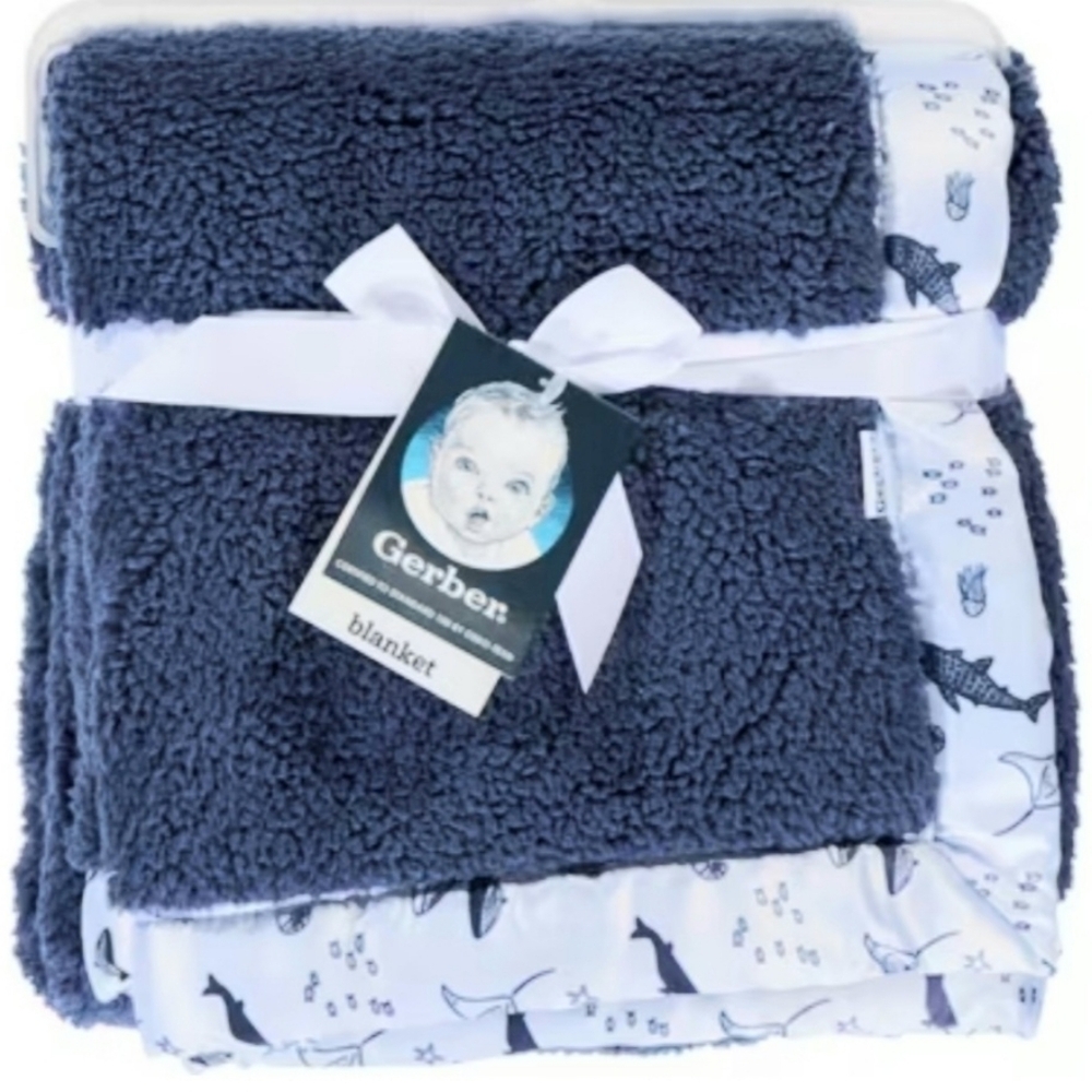 Gerber Blue Baby Blanket New 30×40 Inches
